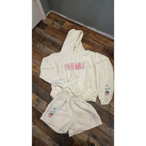 Mitch Flippo Mfg Phi Mu Sweatshirt & Shorts Cream Embroidery Sorority Greek